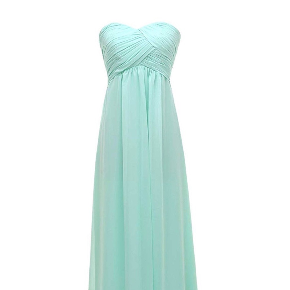 Long mint bridesmaids dress